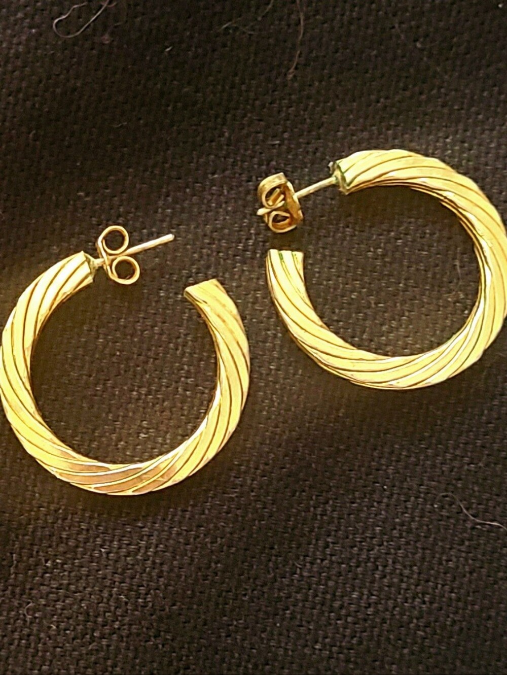 Vintage Gold Twisted Hoop Earrings